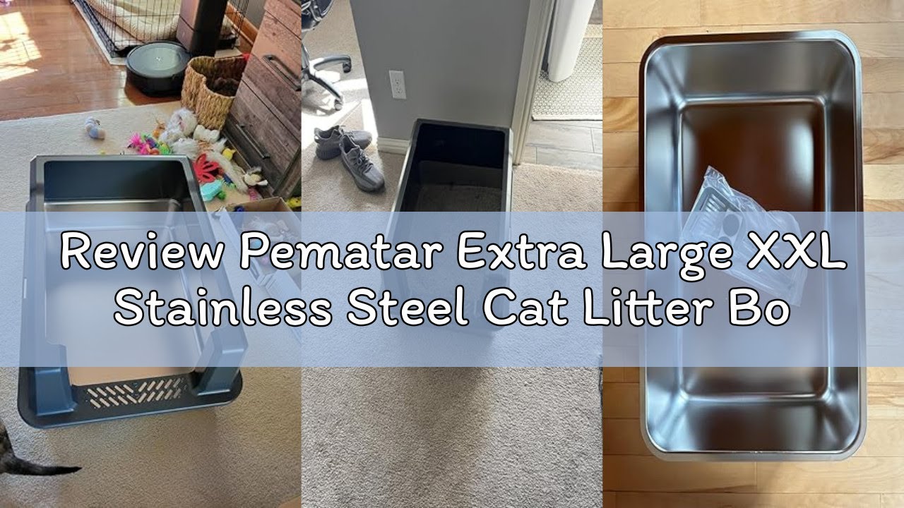 Review Pematar Extra Large XXL Stainless Steel Cat Litter Box with Lid, 26