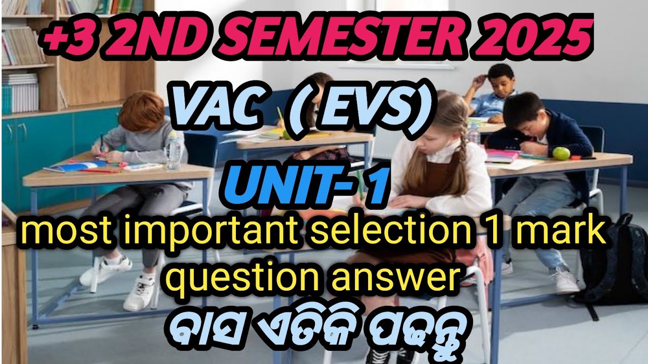 +3 2ND SEMESTER EVS UNIT=1 SELECTED 1 MARK QUESTION || NEP 2020 || 2025 ||