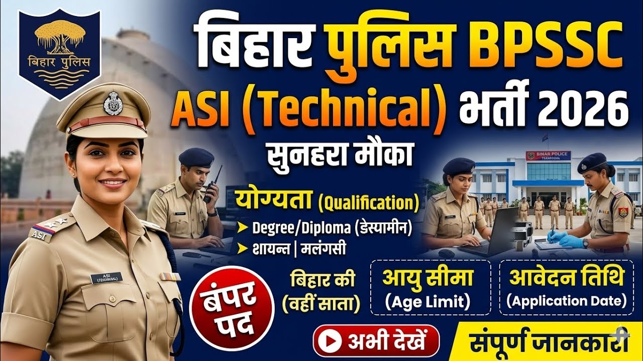 बिहार पुलिस BPSSC ASI (Technical) भर्ती 2026 | BPSSC ASI New Vacancy Notification Released | ASI 