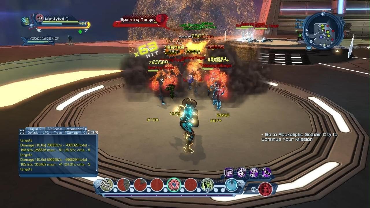 DCUO Mystykal Q- Munitions DPS AOE 10s Parse w/Omega Totality