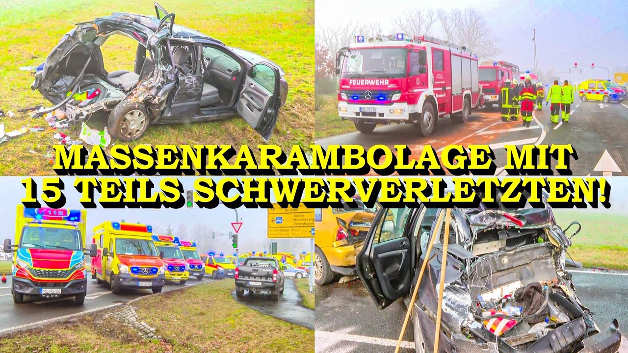 +++ MASSENCRASH MIT 12 FAHRZEUGEN IM DICHTEN NEBEL +++ 15 TEILS SCHWERVERLETZTE | MANV | FEUERWEHR