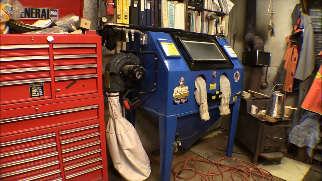 Homemade sandblast cabinet replaced with Bad Boy sandblast cabinet