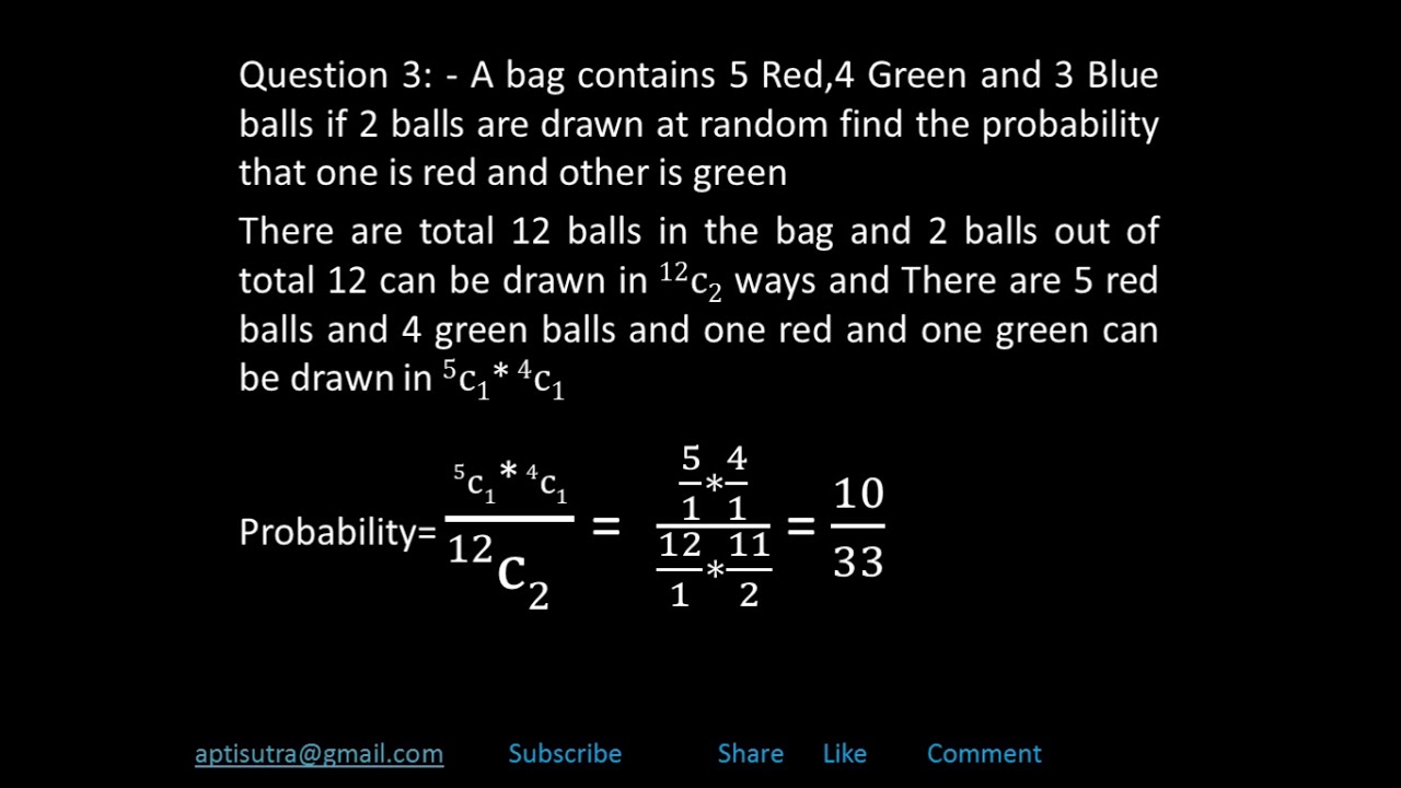 #15 Probability part I (Questions on bags and balls)
