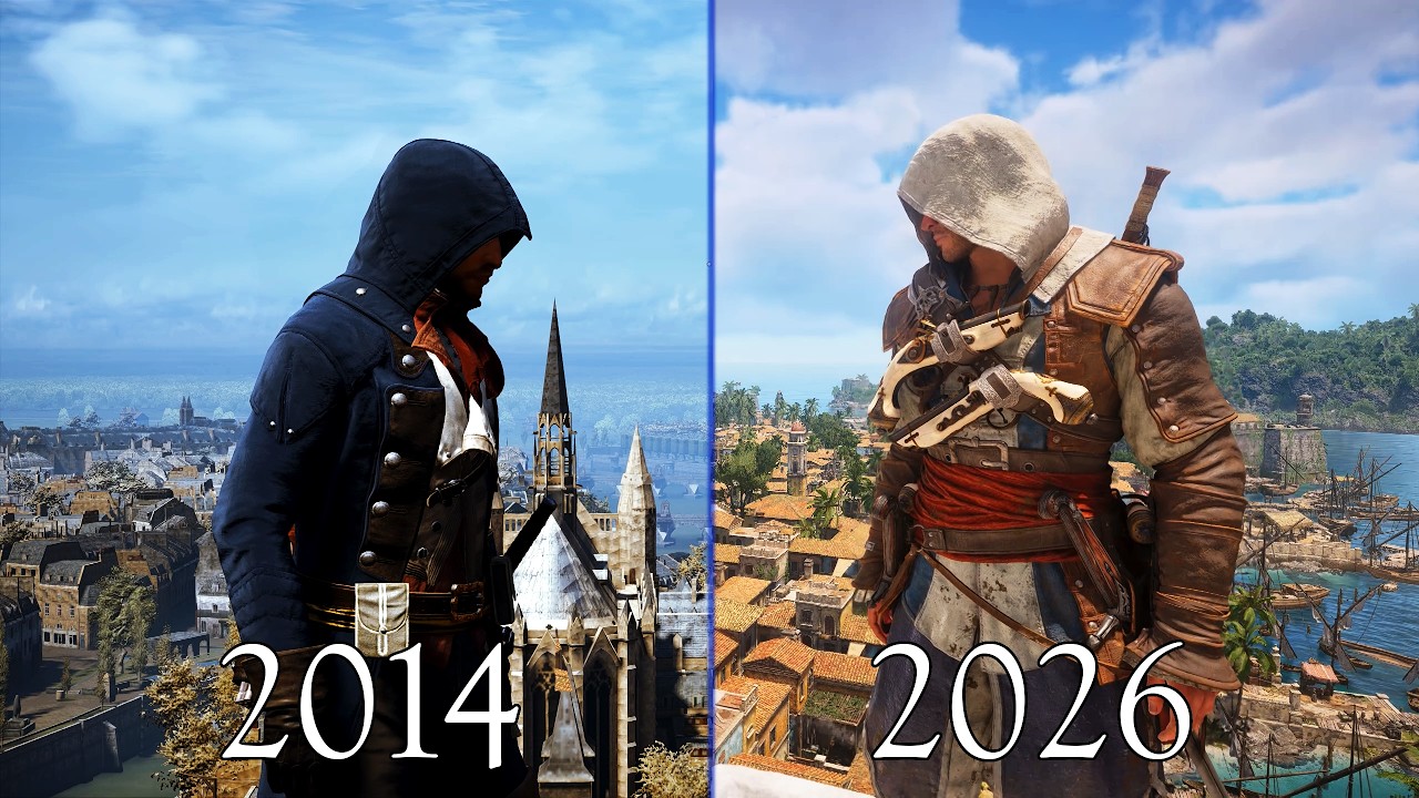 Black Flag Resynced vs AC Unity - Graphics Parkour Combat & Stealth Comparison - PC Gameplay