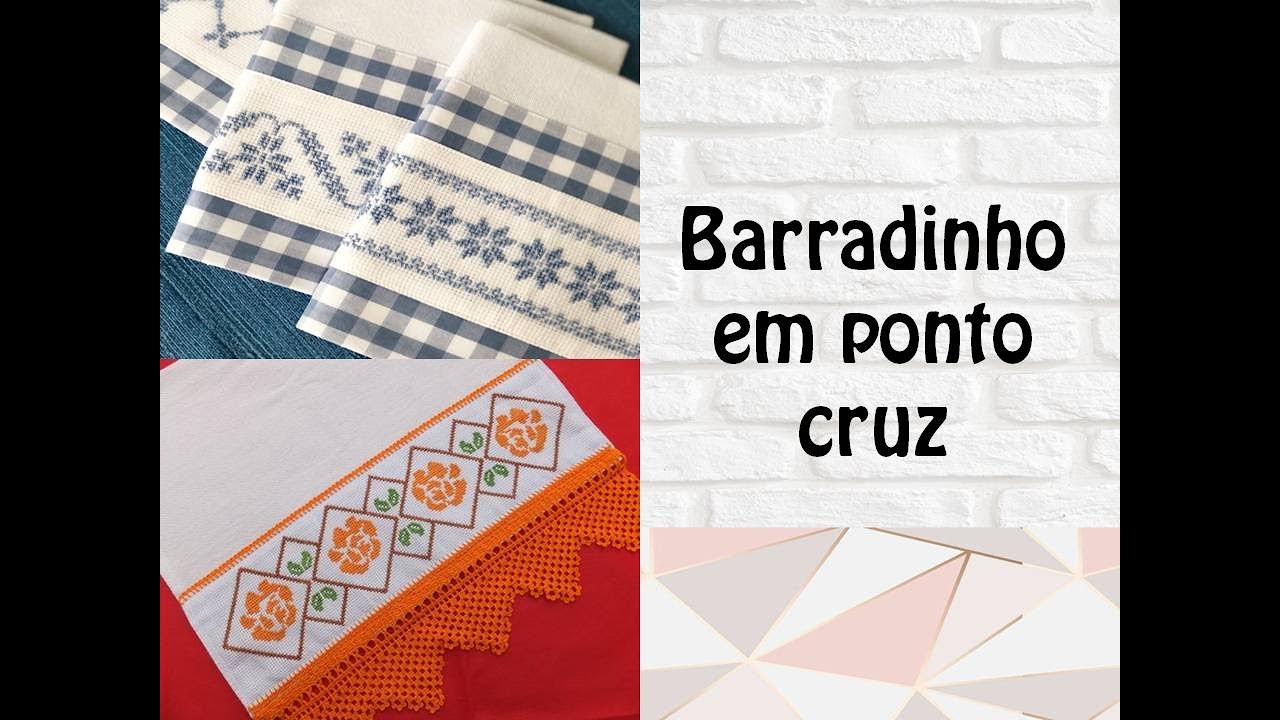 Lindos panos de prato com barrado em ponto cruz #inspirações