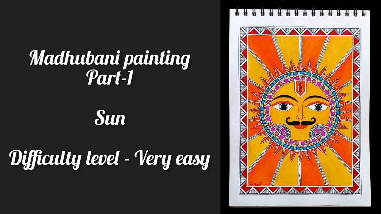 Madhubani sun painting | Easy Madhubani painting for beginners and children