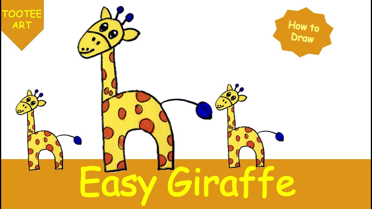 **Giraffe**- Easy drawing with Ms. Rachel | Kids learning drawings