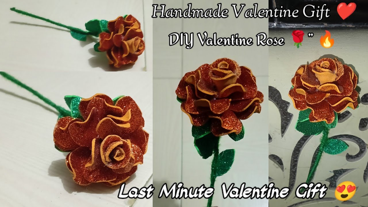 DIY Valentine Rose Flower 🌹 | Handmade Glitter Foam Rose Craft for Valentine’s Day Gift