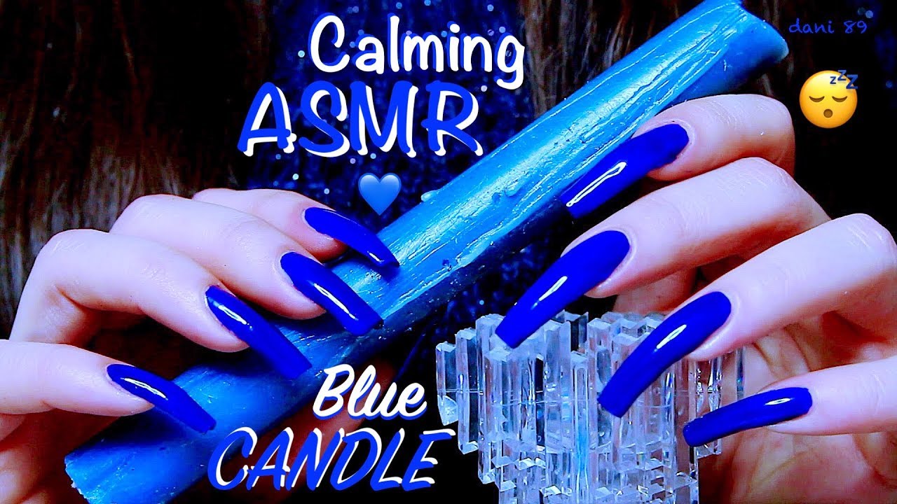 💙 BLUE Calming ASMR🌙 NAIL-scratching & TAPPING an old CANDLE 💙🎍with my Long Hypnotic Natural Nails 💤
