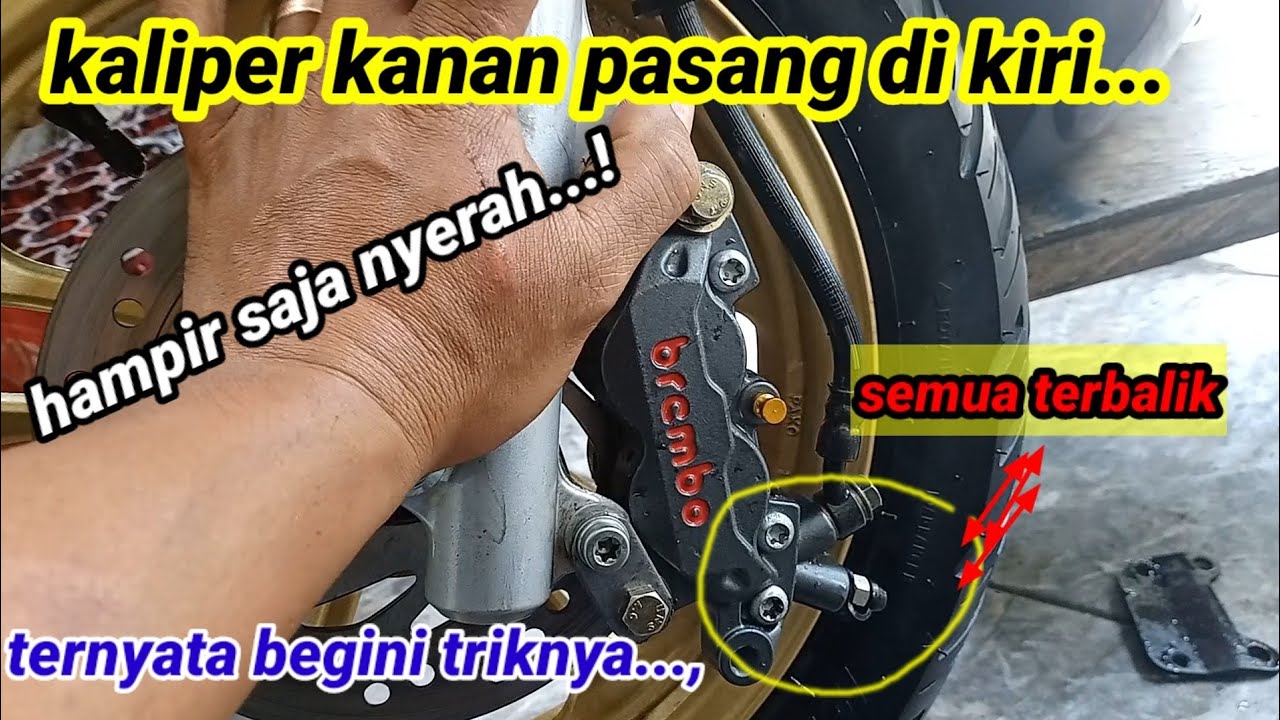 Cara pasang kaliper Brembo kanan di kiri /tanpa rubah bottom sok