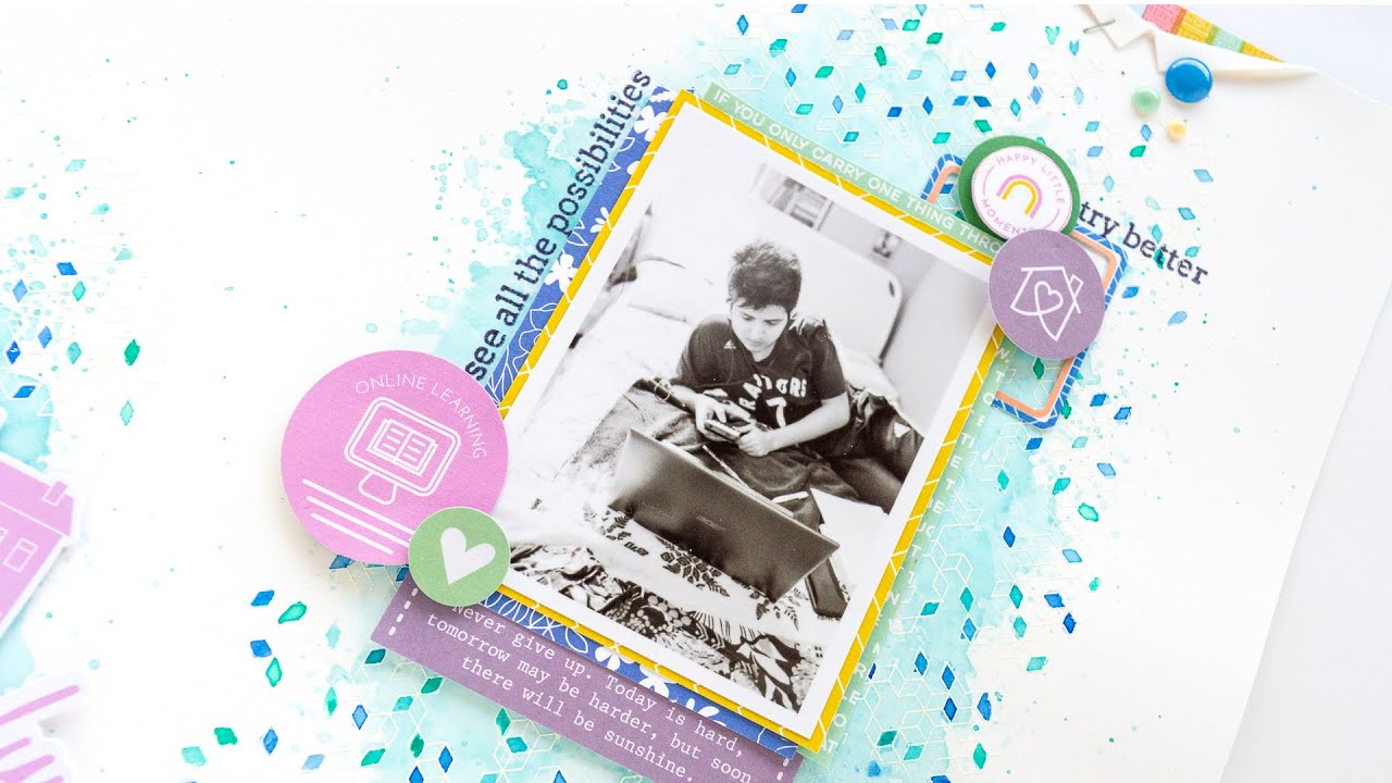 HOMEBODY SCHOOL scrapbook Layout - Let's Stay Home Collection | Nathalie DeSousa