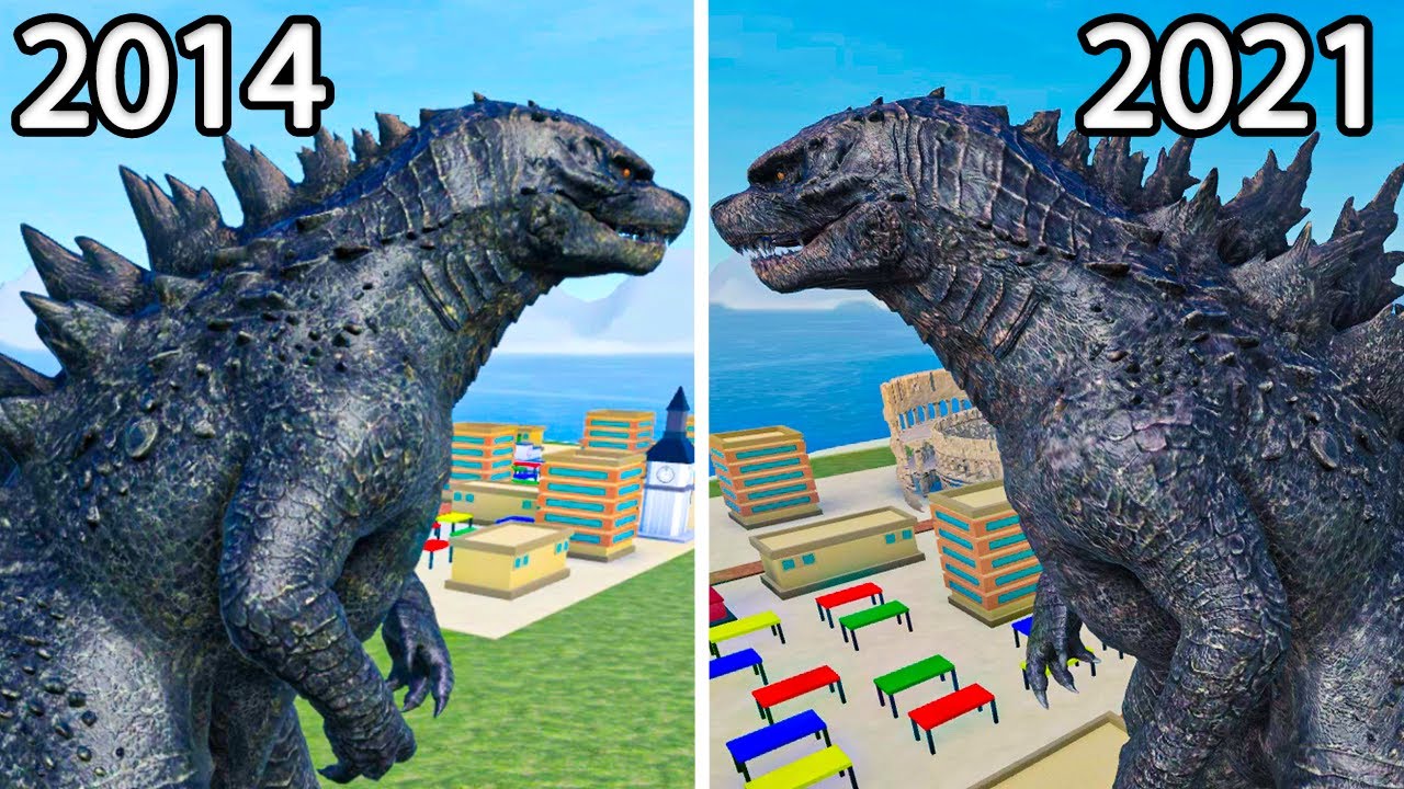 GODZILLA 2021 vs GODZILLA 2014 Comparison - Roblox Kaiju Universe But Low Budget