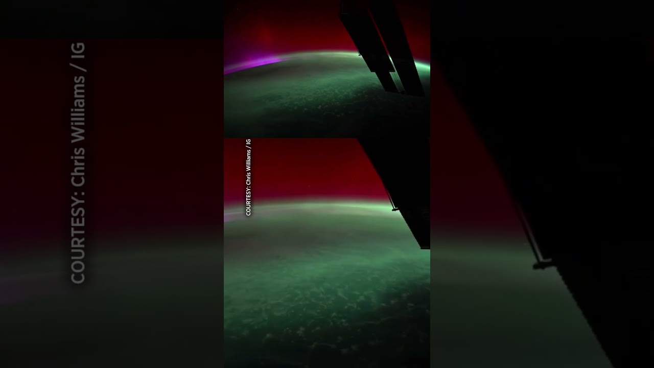 Aurora borealis seen from ISS.