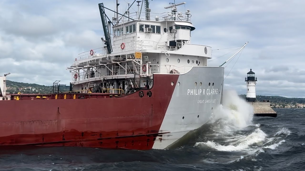 Classic Steamer Showing Off Against Lake Superior