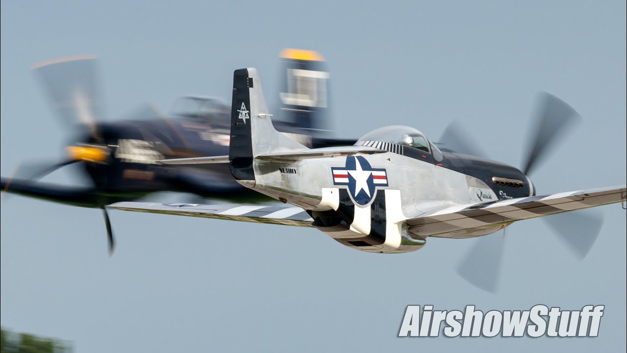 F4U Corsair and P-51 Mustang Aerobatics! - EAA AirVenture Oshkosh 2021