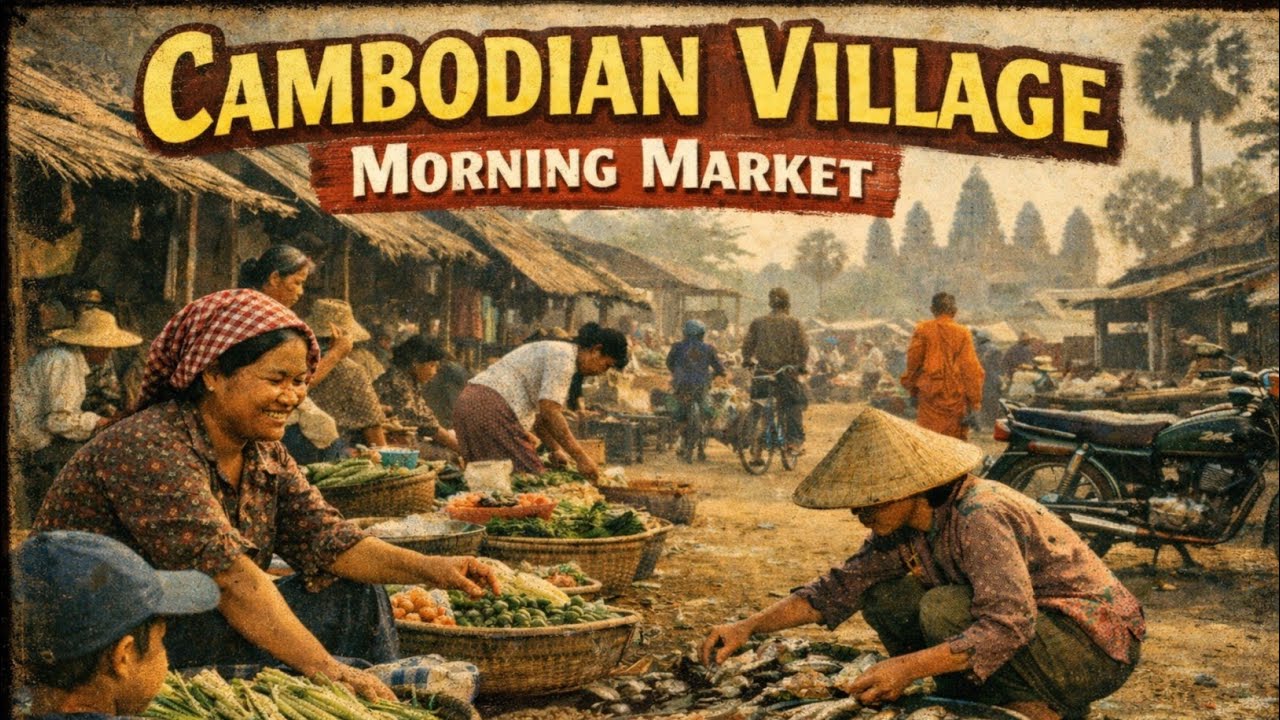 Inside a Cambodia Village Morning Market || Real Local Life at Sunrise 🇰🇭
