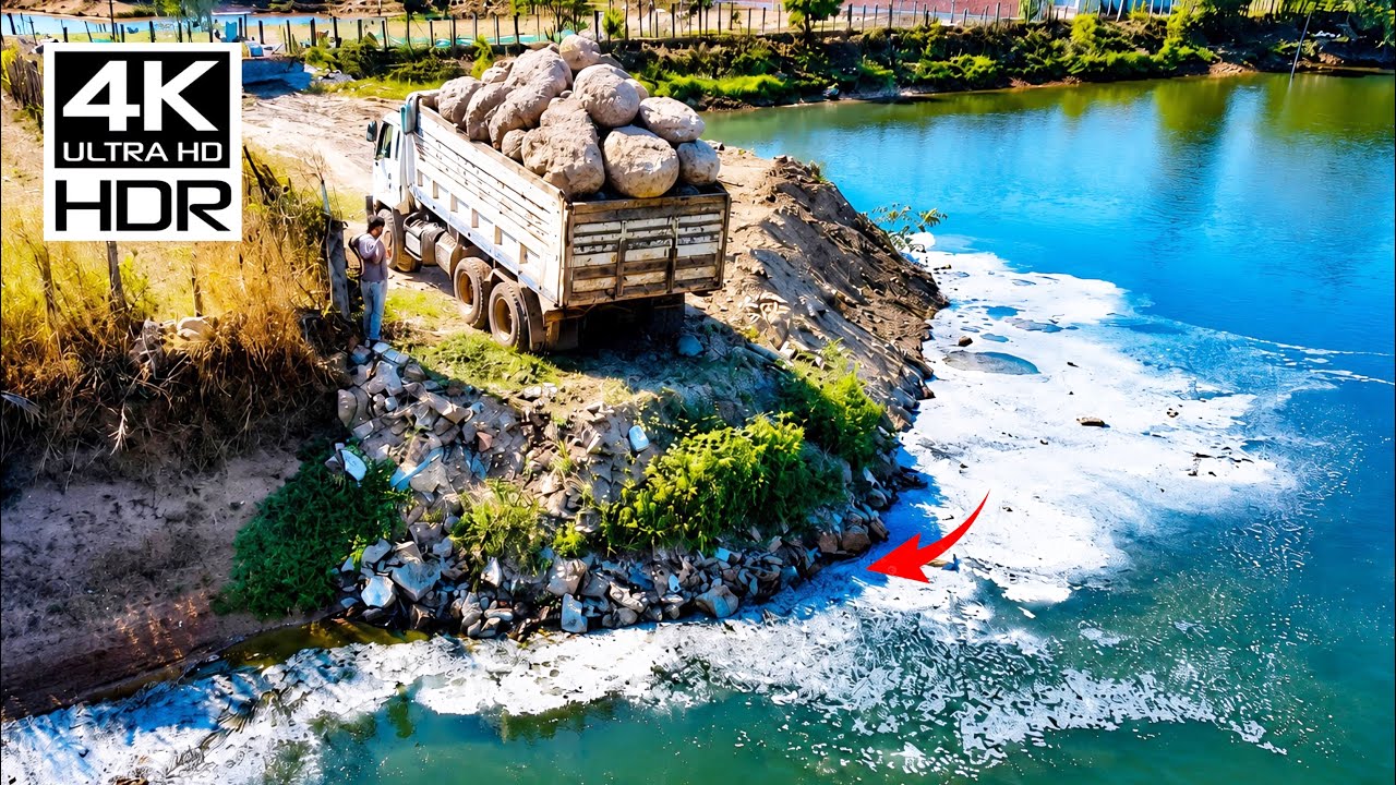 Dump Truck STUCK in Mud! 😱 Bulldozer Rescue at the Pond
