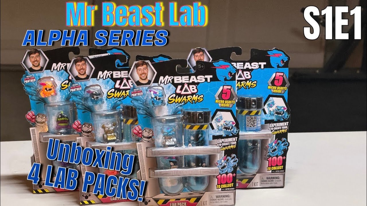 Mr Beast Lab Swarms Alpha series Unboxing 4 Lab packs! Episode 1