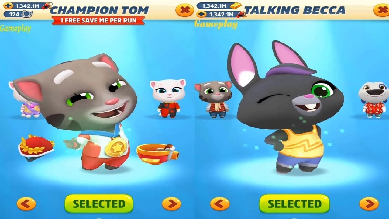 Talking Tom Gold Run New Update New Character Champion Tom VS Talking Becca GAMEPLAY