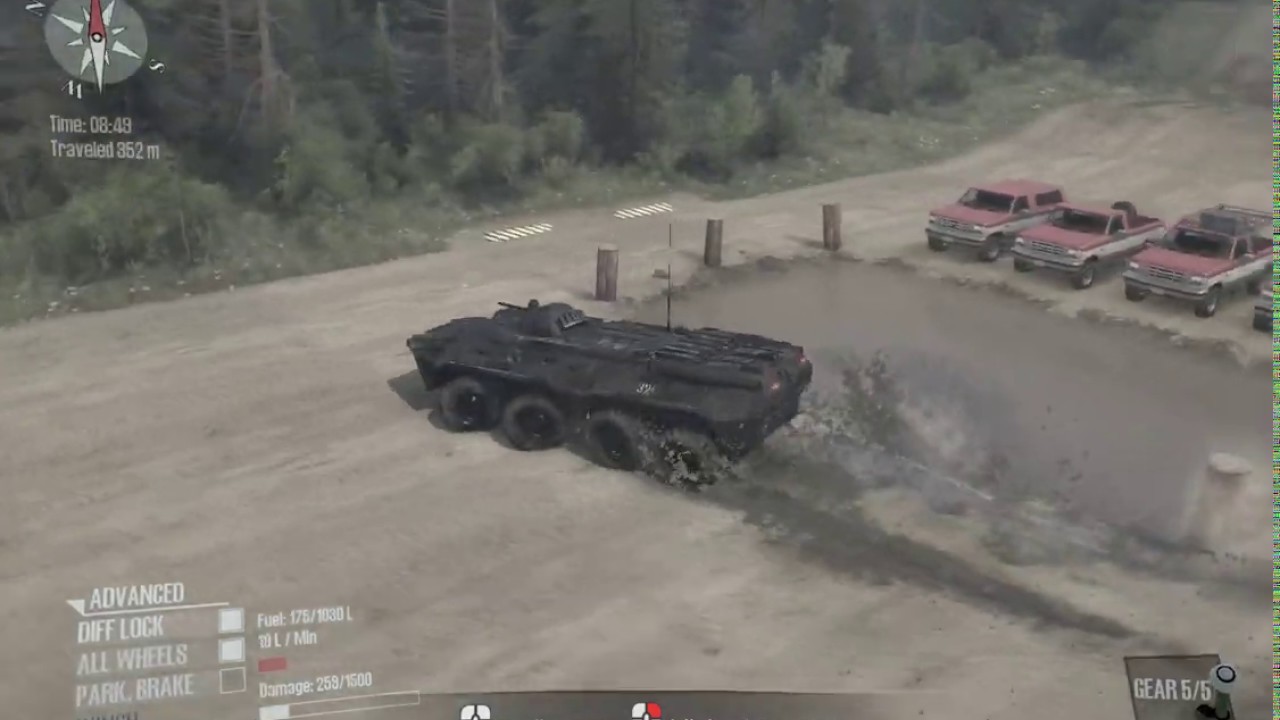putting BTR-80 tru its pases in spintires mudrunner