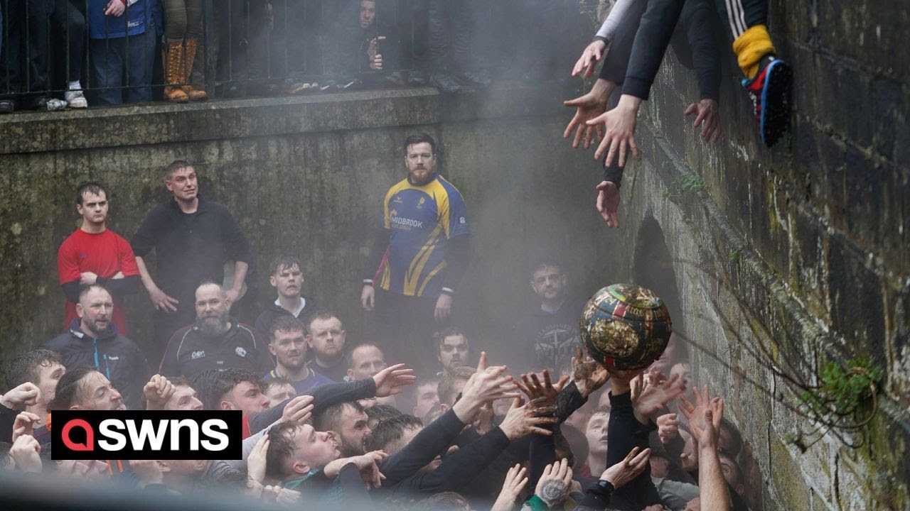 Royal Shrovetide Football in Ashbourne, Derbyshire | SWNS