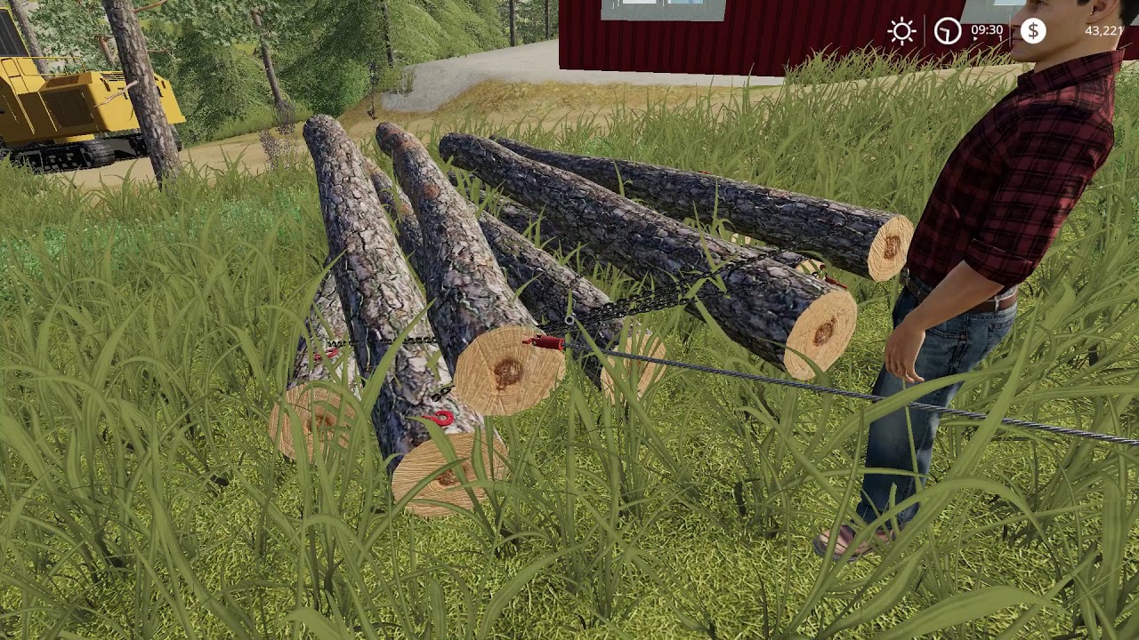 Farming Simulator 19  Pat using his Toyota's winch to drag logs!