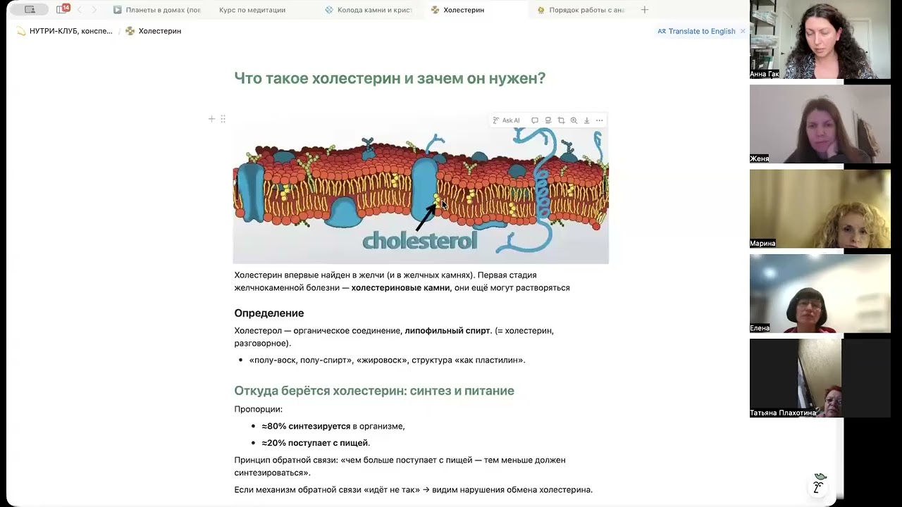 Холестерин: роль в организме и подходы к коррекции.