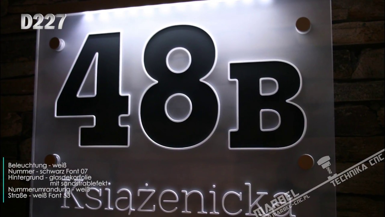 300x220 230v LED Hausnummer Marbel-CNC D2xx