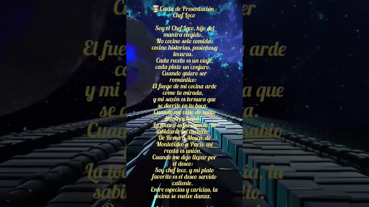 🧑‍🍳 Carta Presentación: Chef  loco 🧑‍🍳 ritual, testimonial, legado,@los hijos del mantra 🔥