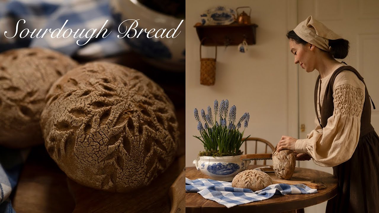 Bake with me my first Sourdough Bread 🍯  A step-by-step Guide 🍞 ASMR | Cottagecore