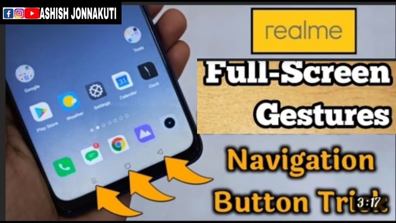 How to set full screen gestures navigation in realme phones in Telugu ||ASHISHJONNAKUTI