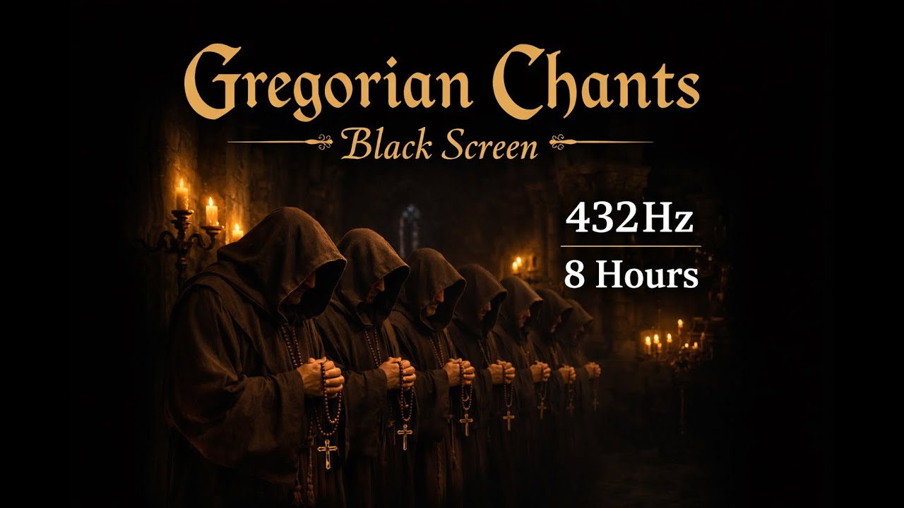 Gregorian Chant 432Hz (Black Screen) | 8 Hours Deep Sleep, Meditation & Prayer