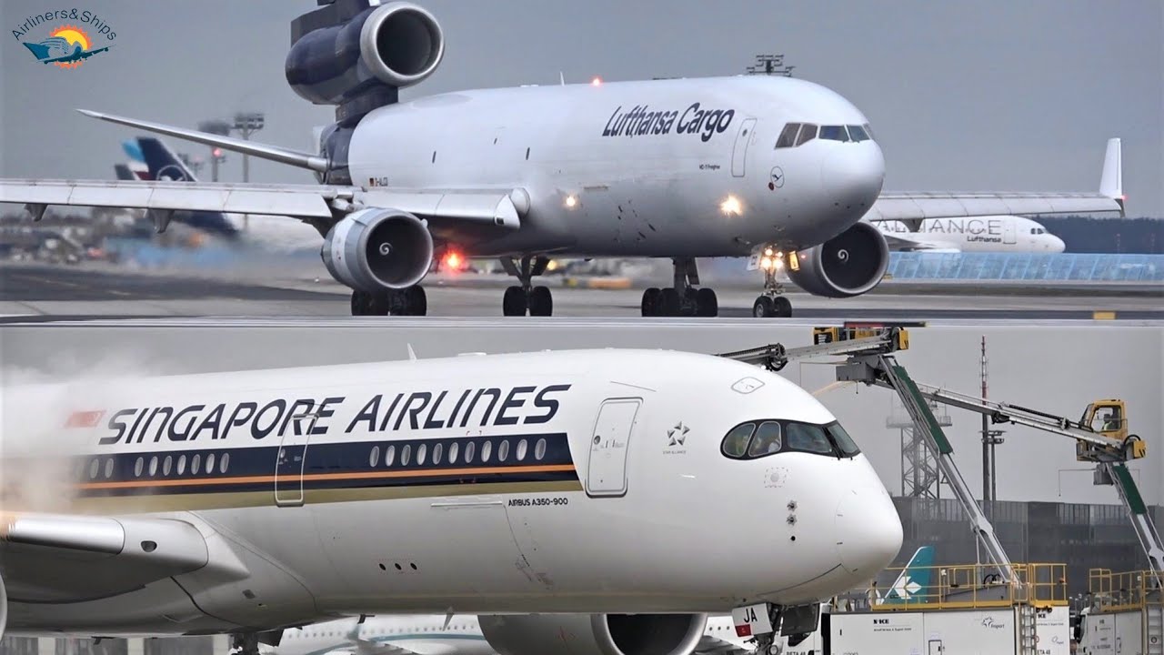 FRANKFURT Airport Planespotting January 2021 with DE-ICING and LINE UP on STARTBAHN WEST