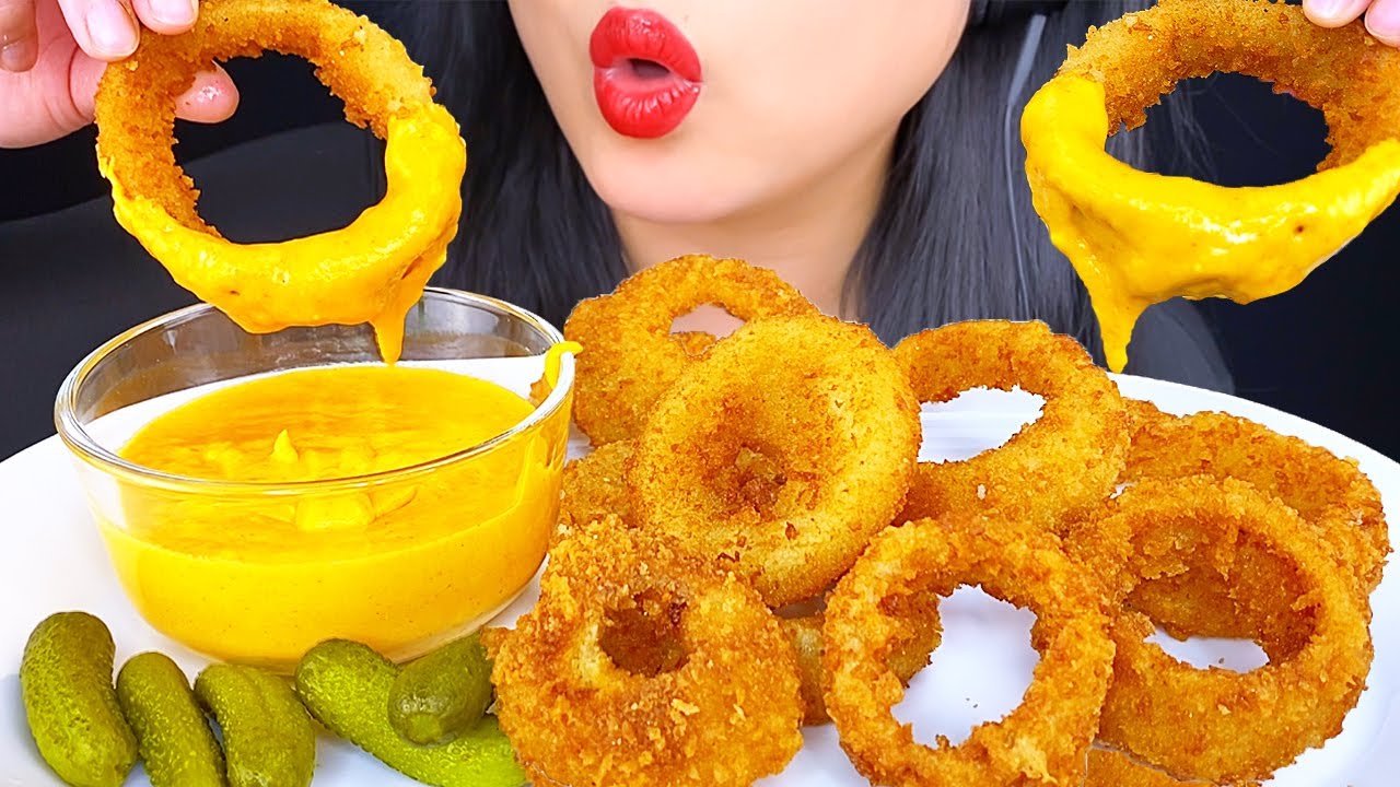 ASMR CHEESY RED ROBIN ONION RINGS (EATING SHOW) | MUKBANG | ASMR Phan