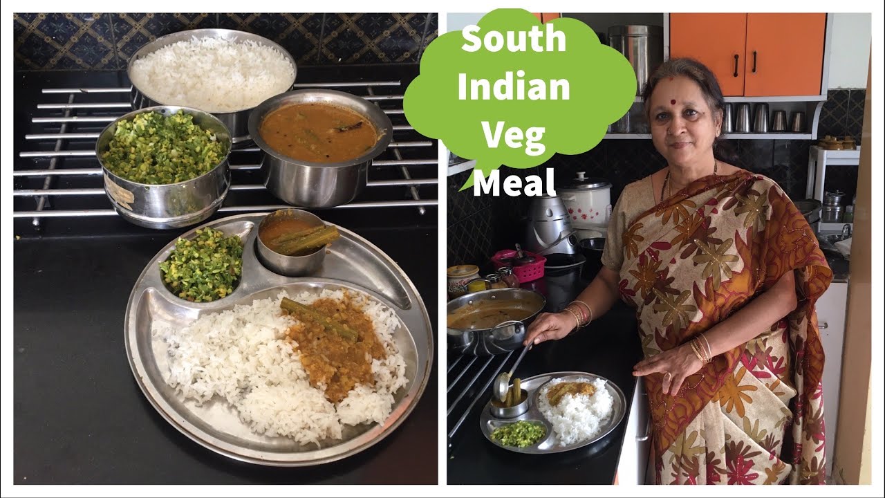 South Indian Veg Meal ! Beans Curry & Drumstick Sambar !