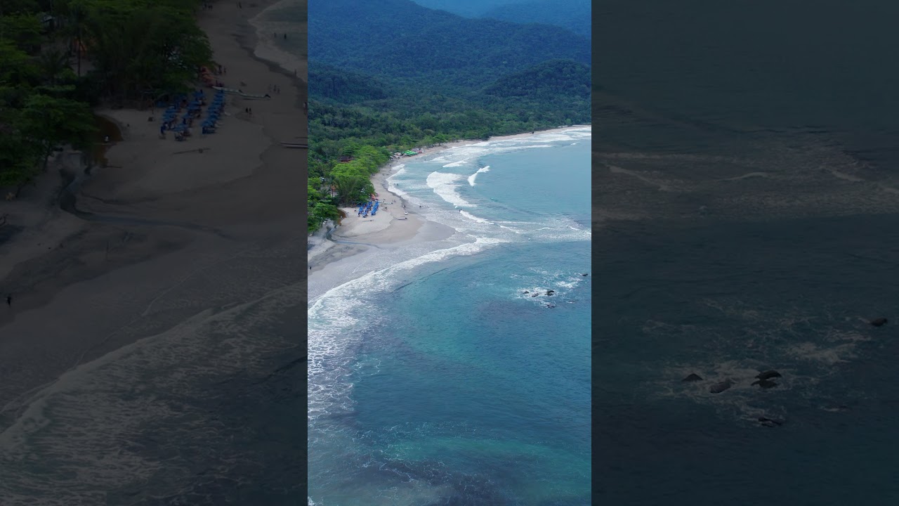Castelhanos Beach, Ilhabela, Brazil. know for its heart-shaped appearance. #beach #castelhanos