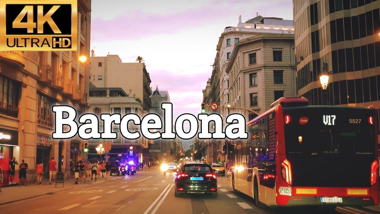Barcelona 4K - Night Drive - Driving Downtown
