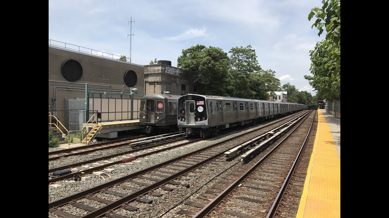 NYC Subway HD 60fps: R160A/R160B Q Trains & R68/R68A B Trains w/ R179 @ Avenue H (6/29/17)