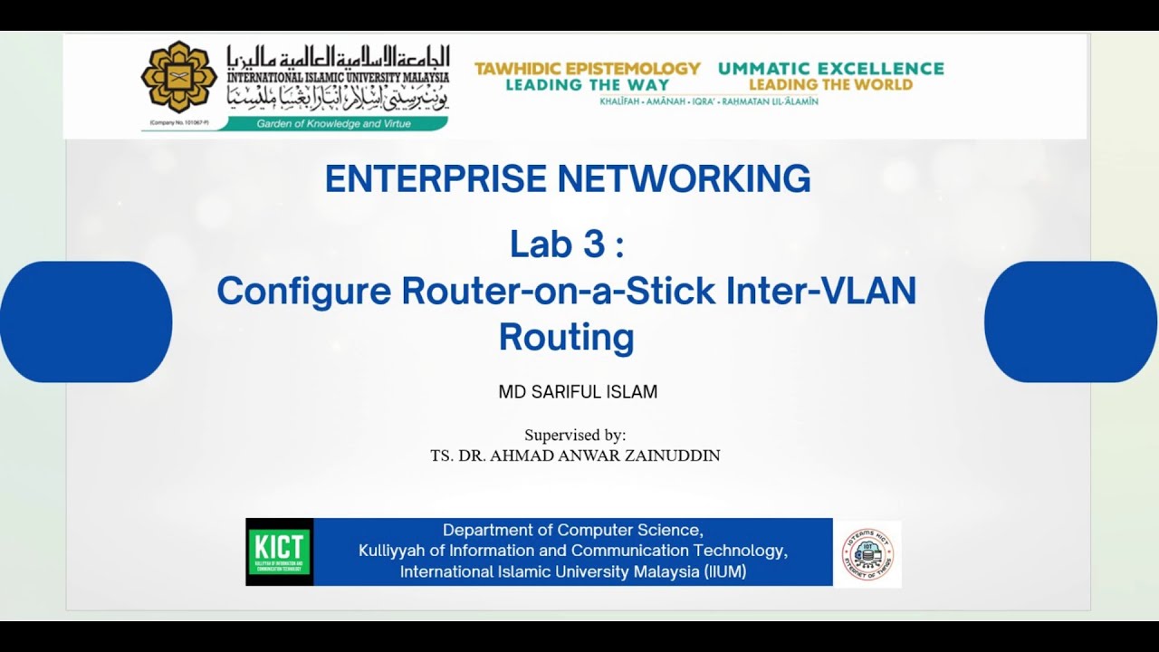 ENTERPRISE NETWORKING - Lab 3: Configure Router-on-a-Stick Inter-VLAN Routing