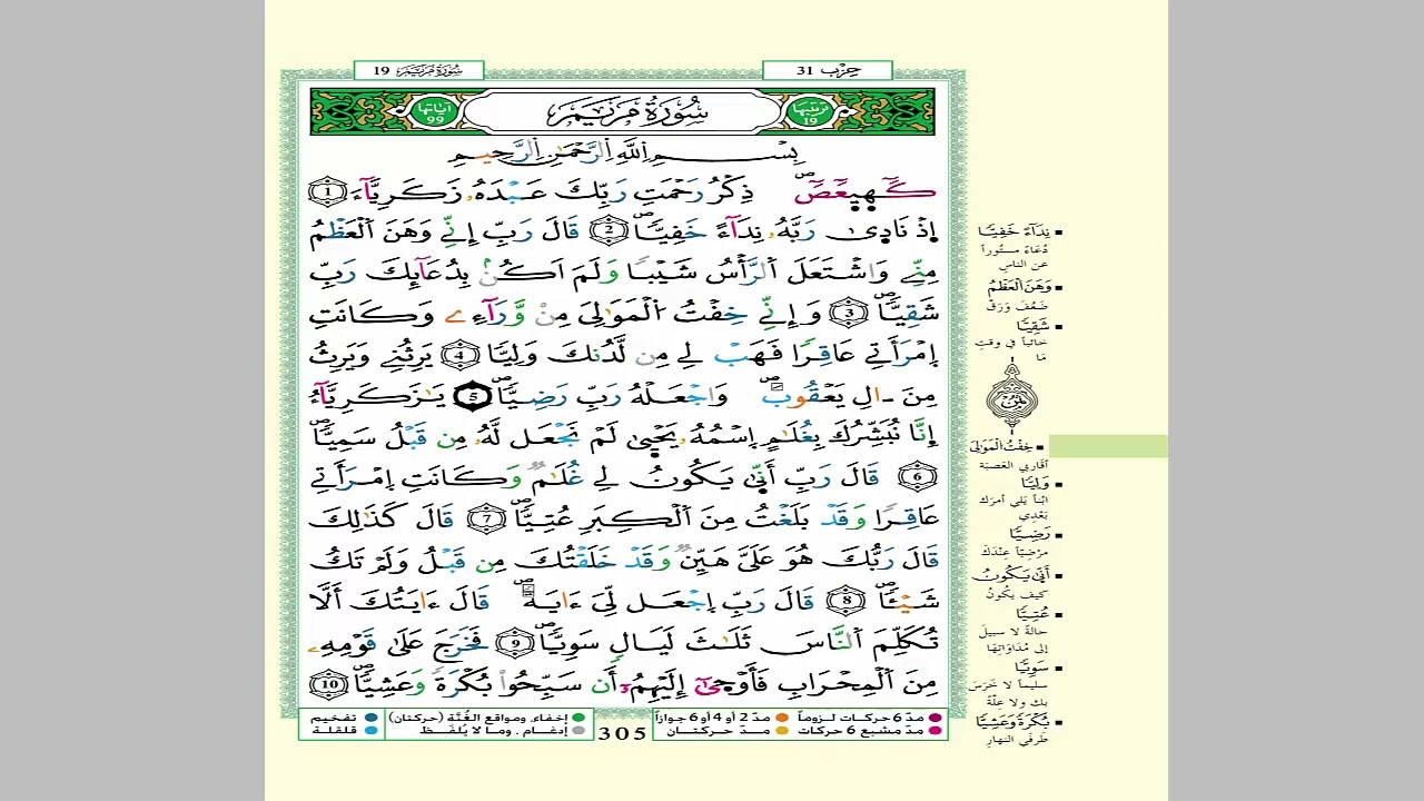 الثمن 3 من الحزب 31  مكرر 7 مرات من المصحف المصور برواية ورش عن نافع للقارئ الشيخ العيون الكوشي
