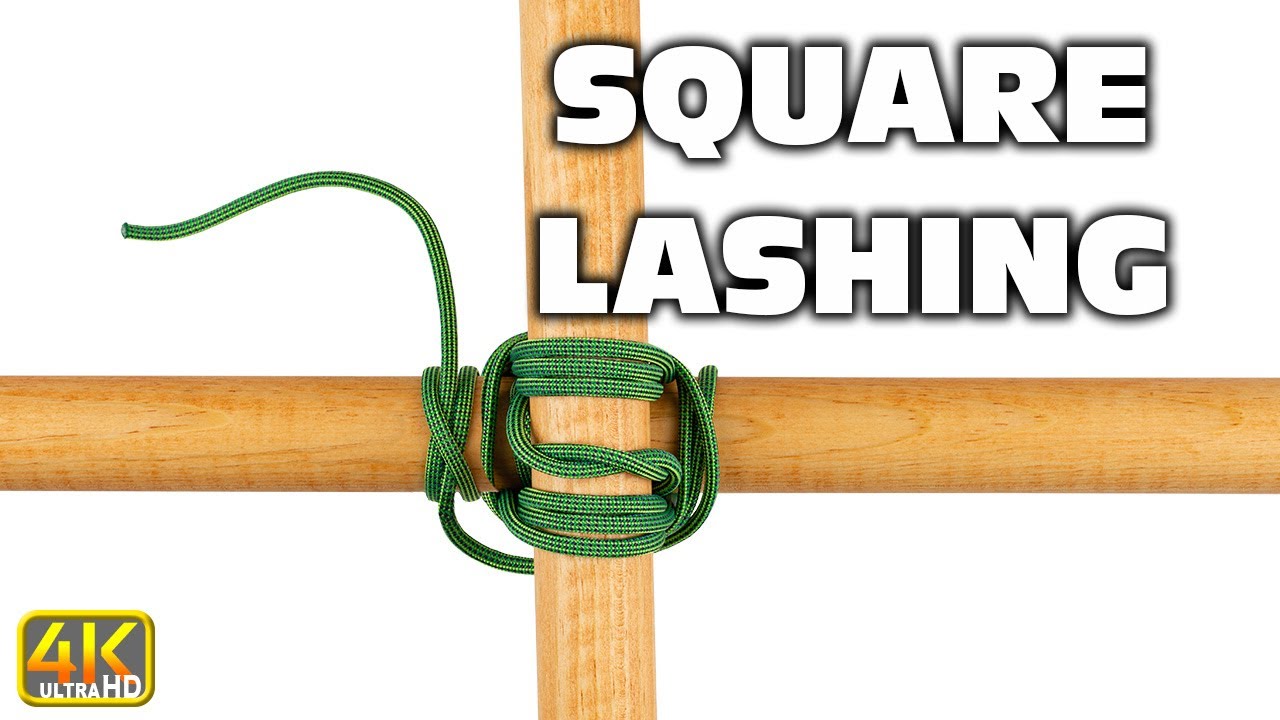 How to Tie The Square Lashing Scout Skill (4k UHD) #knottying