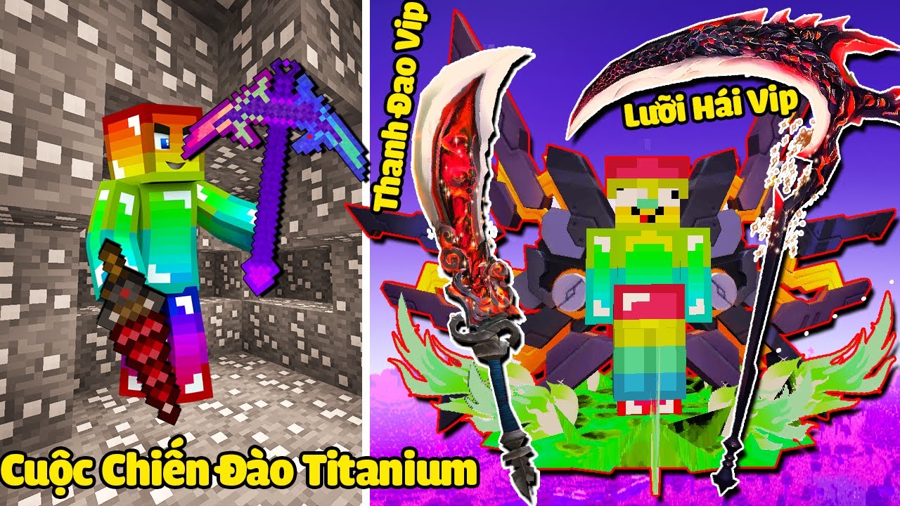 MINI GAME : CUỘC CHIẾN ĐÀO QUẶNG TITANIUM MINECRAFT ** NOOB SỞ HỮU THANH ĐAO SIÊU VIP