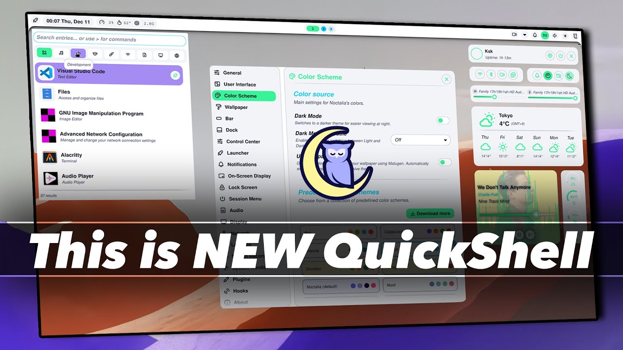 Это новая установка NIRI ARCH LINUX (с оболочкой NOCTALIA).