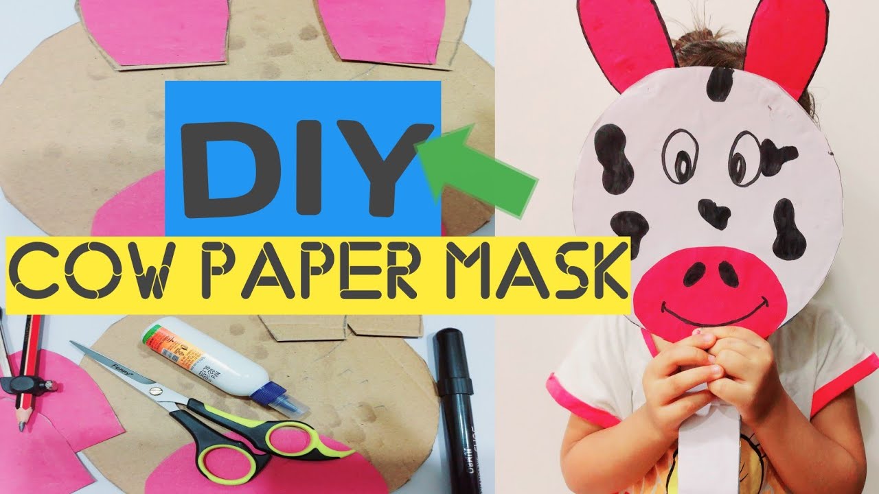 Cow mask l cow mask making l farm animal dress up ideas l farm animal l cow face mask l family women