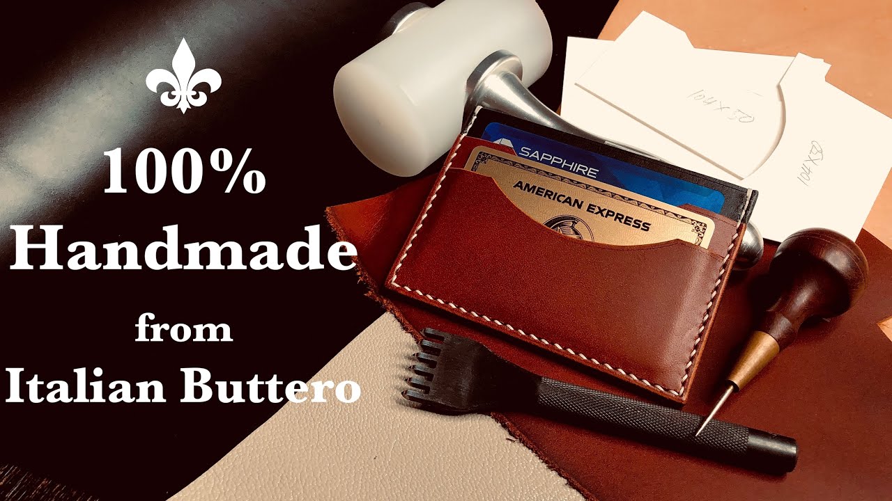 Making a Leather Card Wallet from Italian Veg-Tan - 100% Hand Stitched