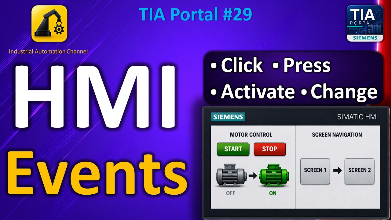 How to Use HMI Events in TIA Portal | Control Motor Start/Stop + Screen Navigation&rdquo; | Tutorial #29