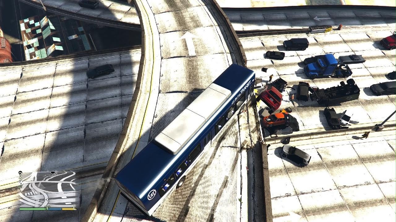 Grand Theft Auto V Traffic Bus Highway 😭 part 16