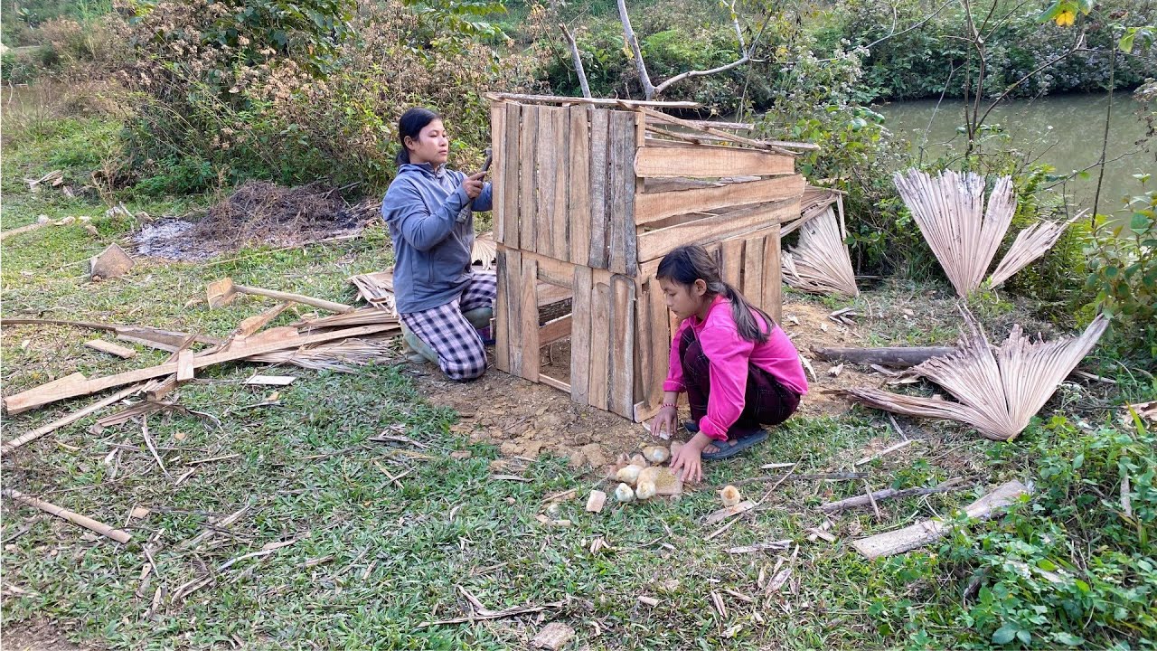 Single Mother's Life - Building a Wooden House in the Forest & Making a Wooden Chicken Coop