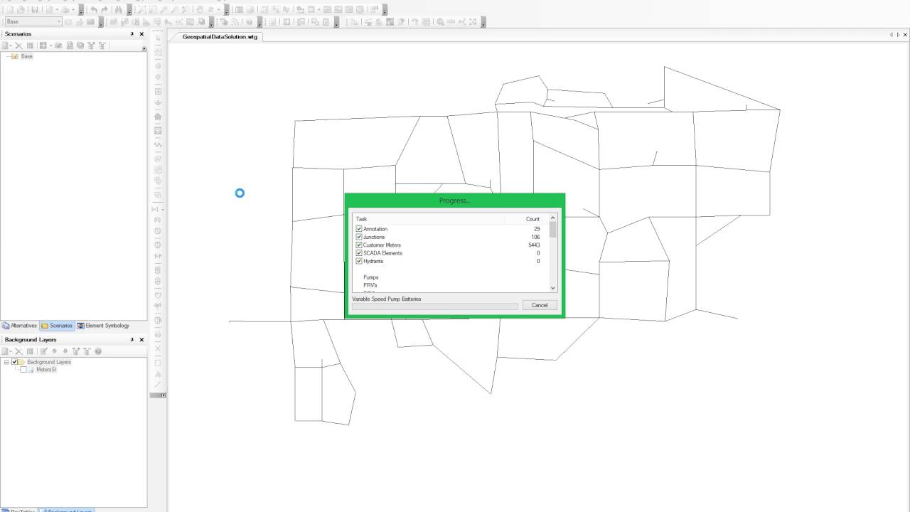WaterGEMS Customer Meter Element Import and Assigning Example