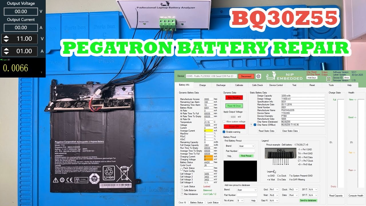 Repair Pegatron T15 Battery with BQ30Z55 chip